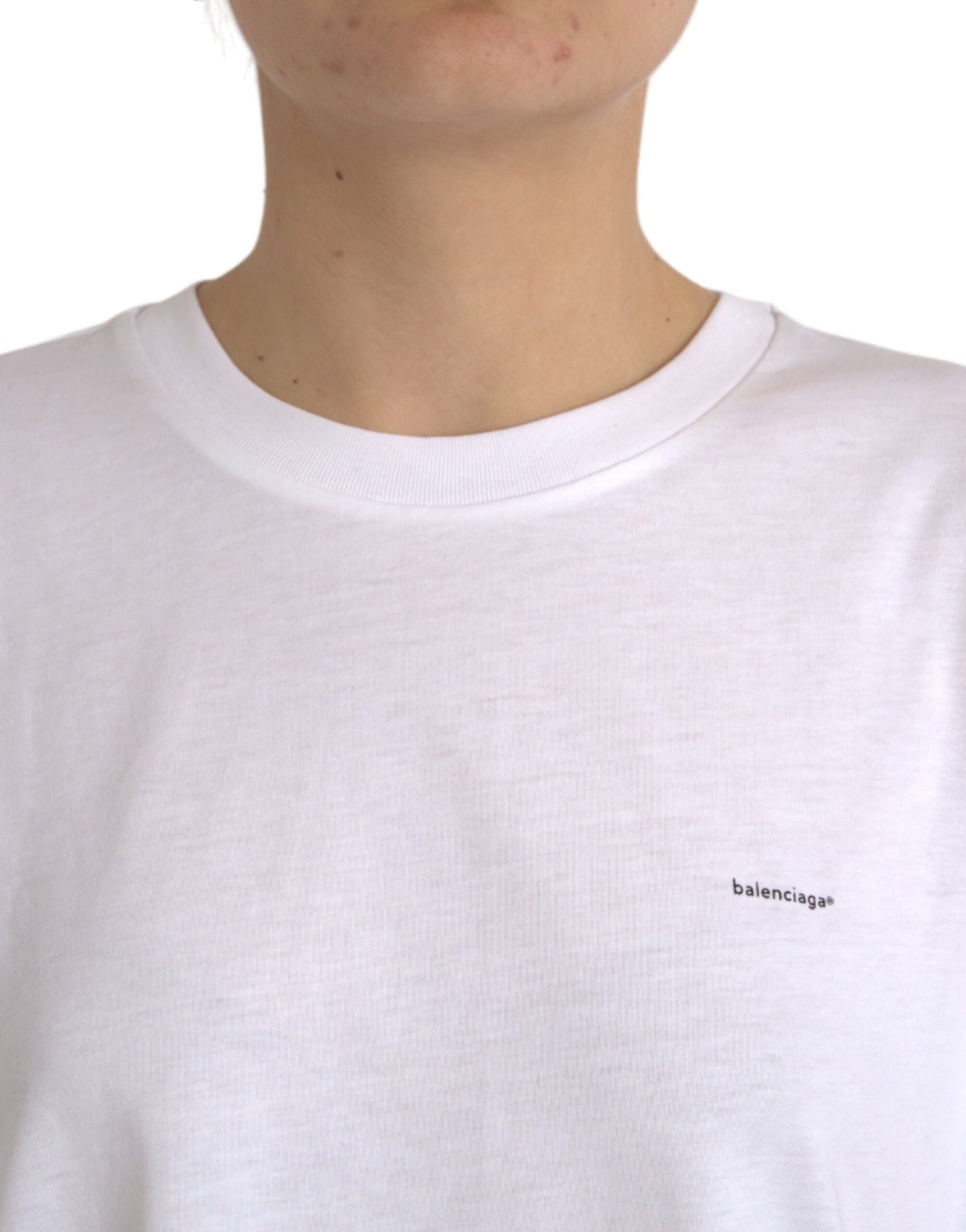 White Cotton Crew Neck Short Sleeves T-shirt