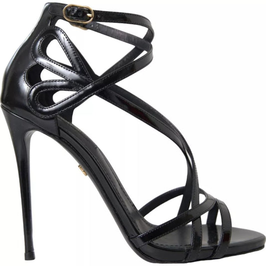 Black Bellucci Leather Heels Sandals Shoes