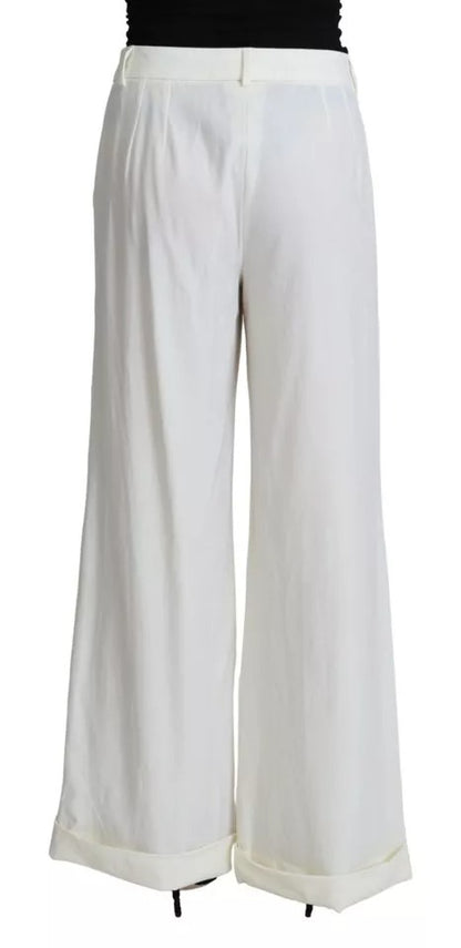 White Wide Leg Virgin Wool Pants