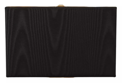 Black Silk Gold Frame Clutch Evening Party Purse Bag