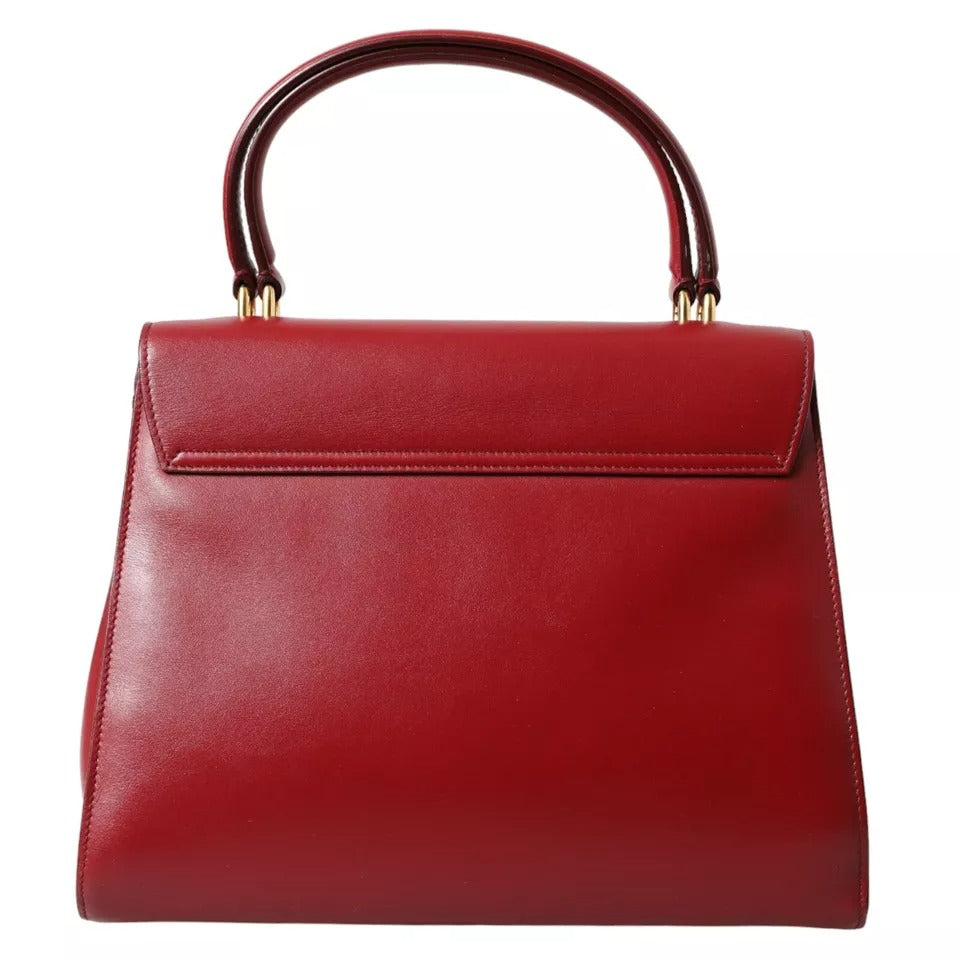 Red Leather Top Handle Crossbody WELCOME Shoulder Bag