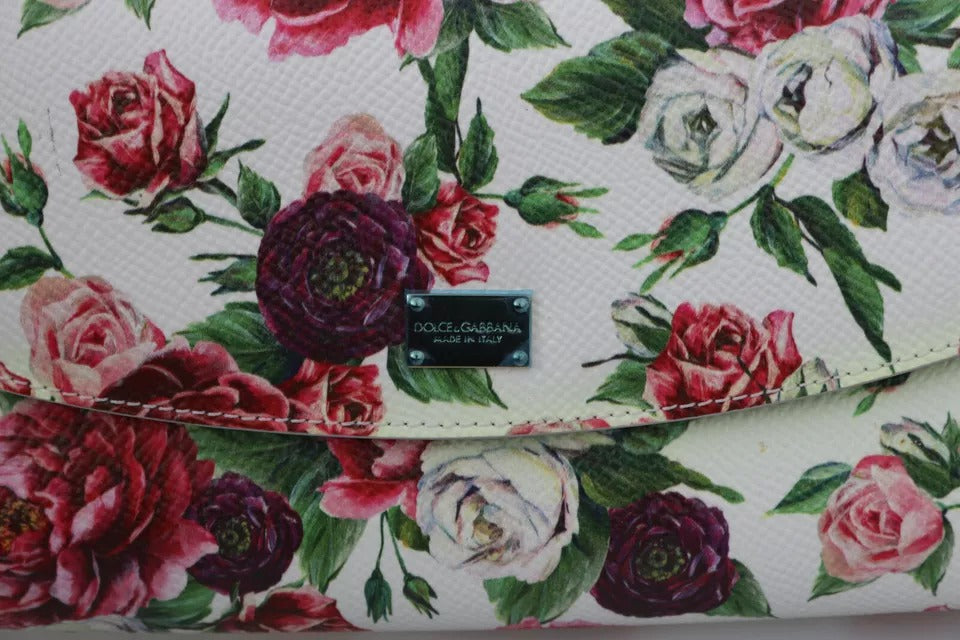 White Purse Clutch Floral Roses Leather Cross Body Bag