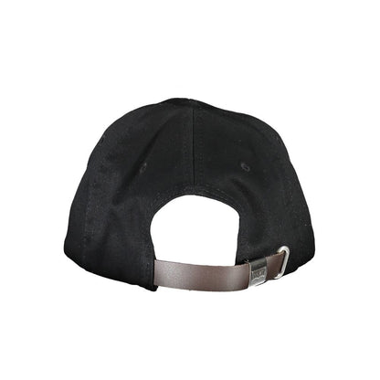 Sleek Black Cotton Cap with Logo Visor