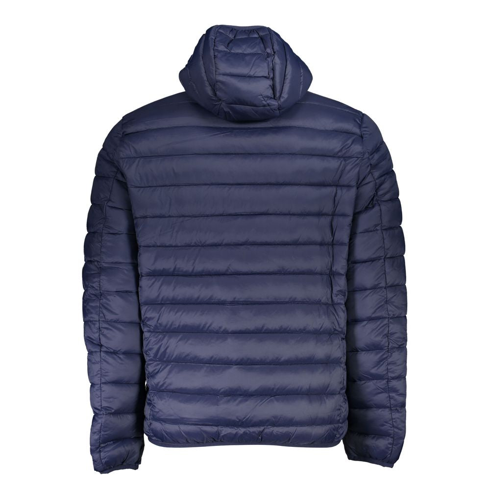 Chic Blue Hooded Polyamide Jacket