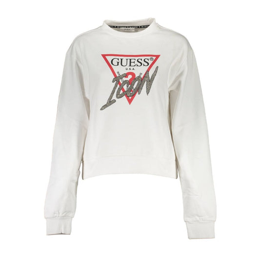 Chic White Printed Sweatshirt with Rhinestones