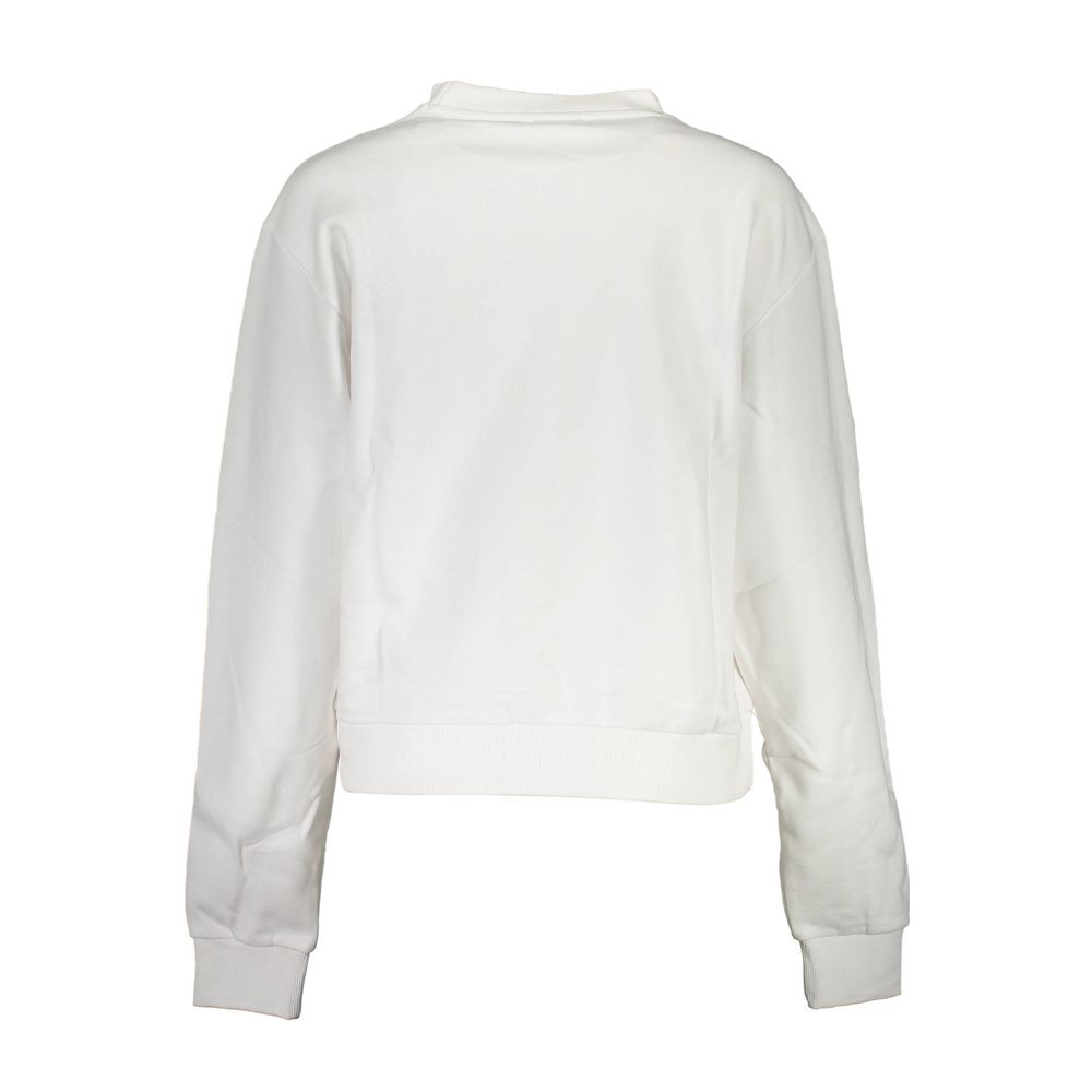 Chic White Printed Sweatshirt with Rhinestones