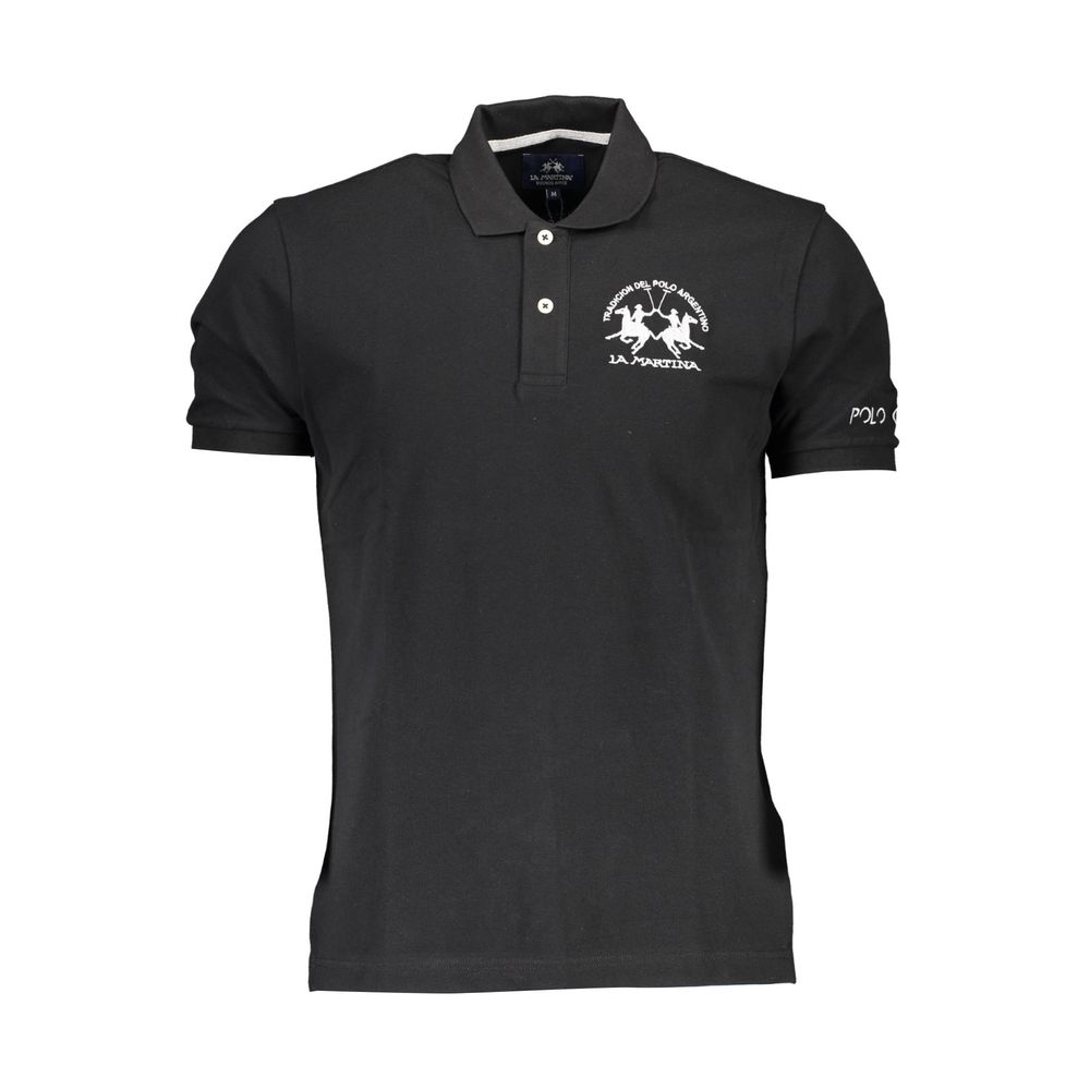 Black Cotton Men Polo Shirt