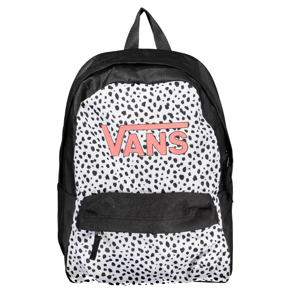 Sleek Black Polyester Backpack with Logo Detail