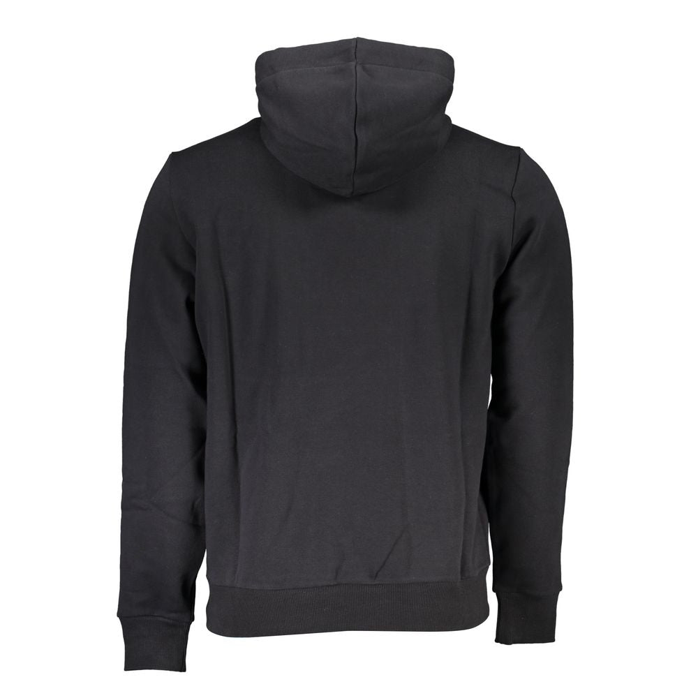 Black Cotton Men Hooded Sweater