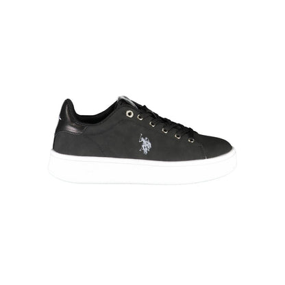 Chic Black Laced Sports Sneakers with Logo Detail