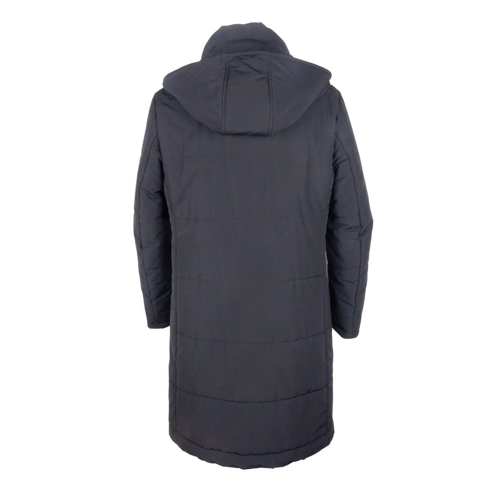 Black Wool Men Raincoat