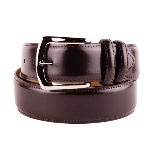 Elegant Smooth Brown Calfskin Men's Belt