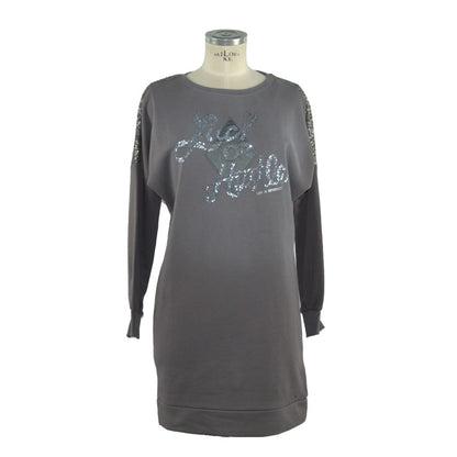 Gray Cotton Women Sweatshirt Dress