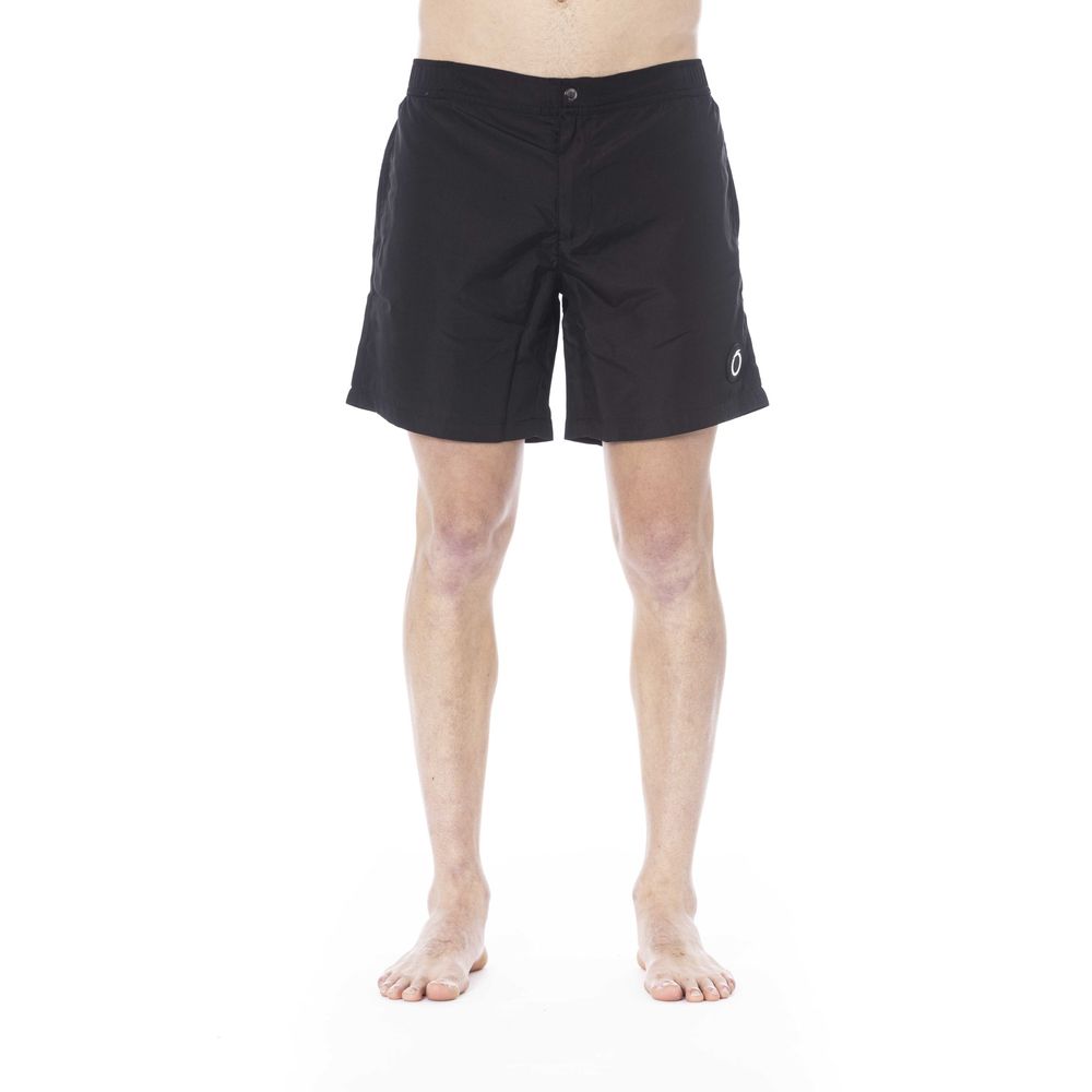 Black Polyester Men Swimwear