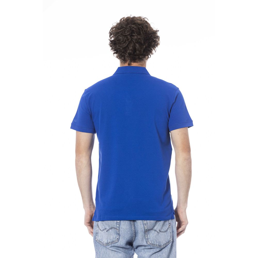 Blue Cotton Men Polo Shirt