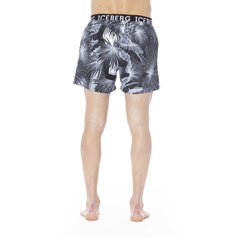 Black Polyester Men Swim Trunk