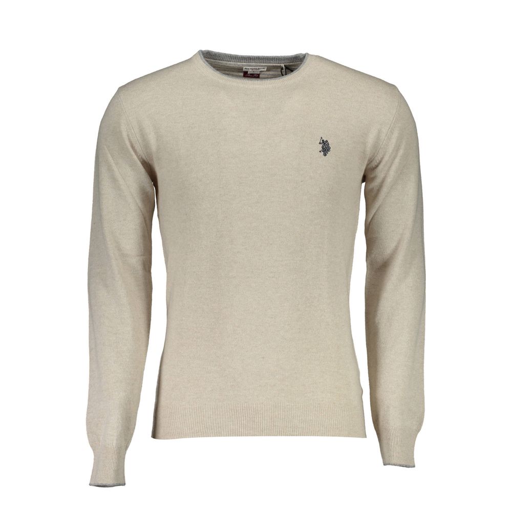 Beige Wool Men Sweater