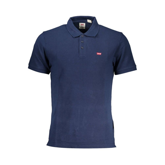 Chic Blue Cotton Polo Shirt with Logo Accent