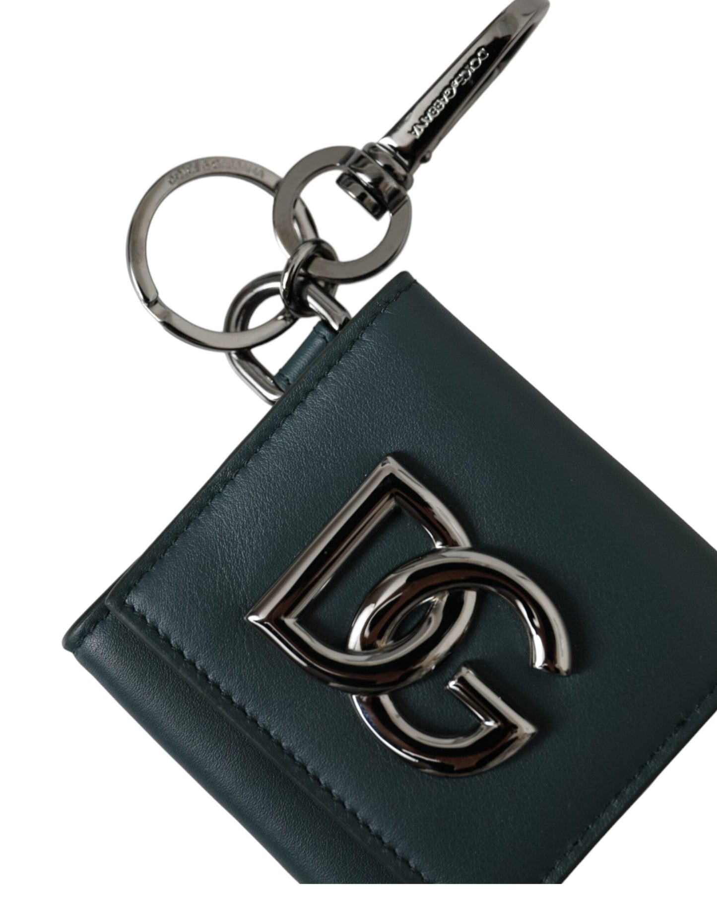 Green Calfskin Leather DG Logo Keyring Coin Purse Wallet