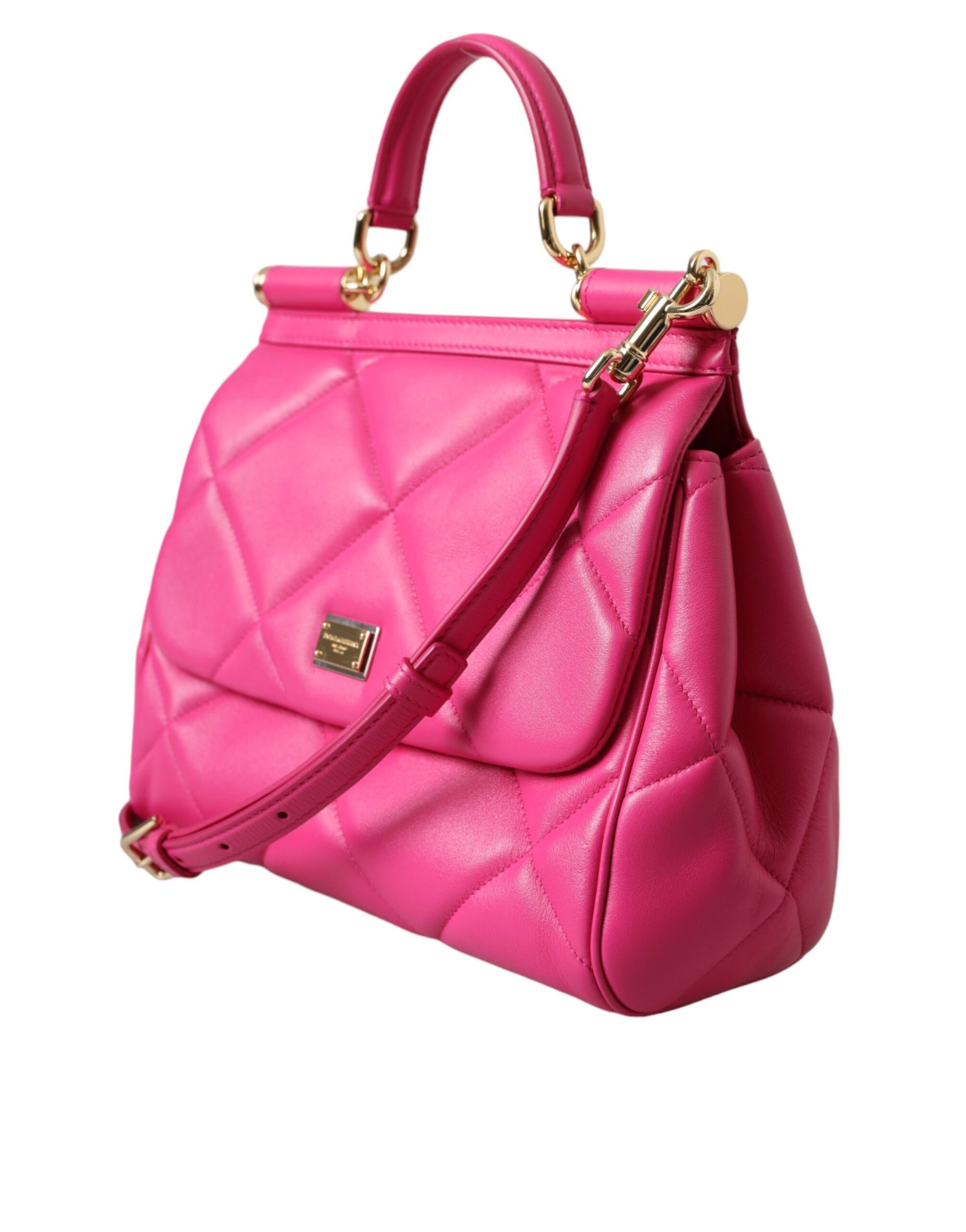 Pink Quilted Leather SICILY Shoulder Purse Satchel Bag