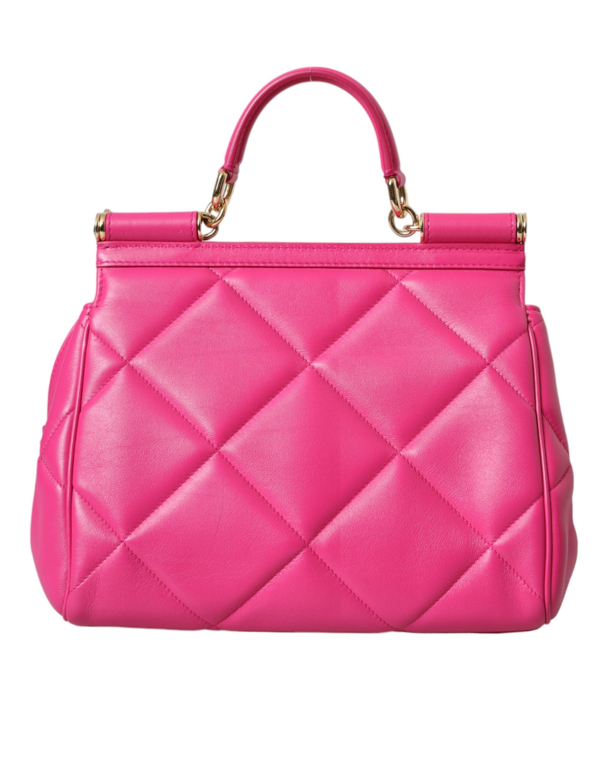 Pink Quilted Leather SICILY Shoulder Purse Satchel Bag