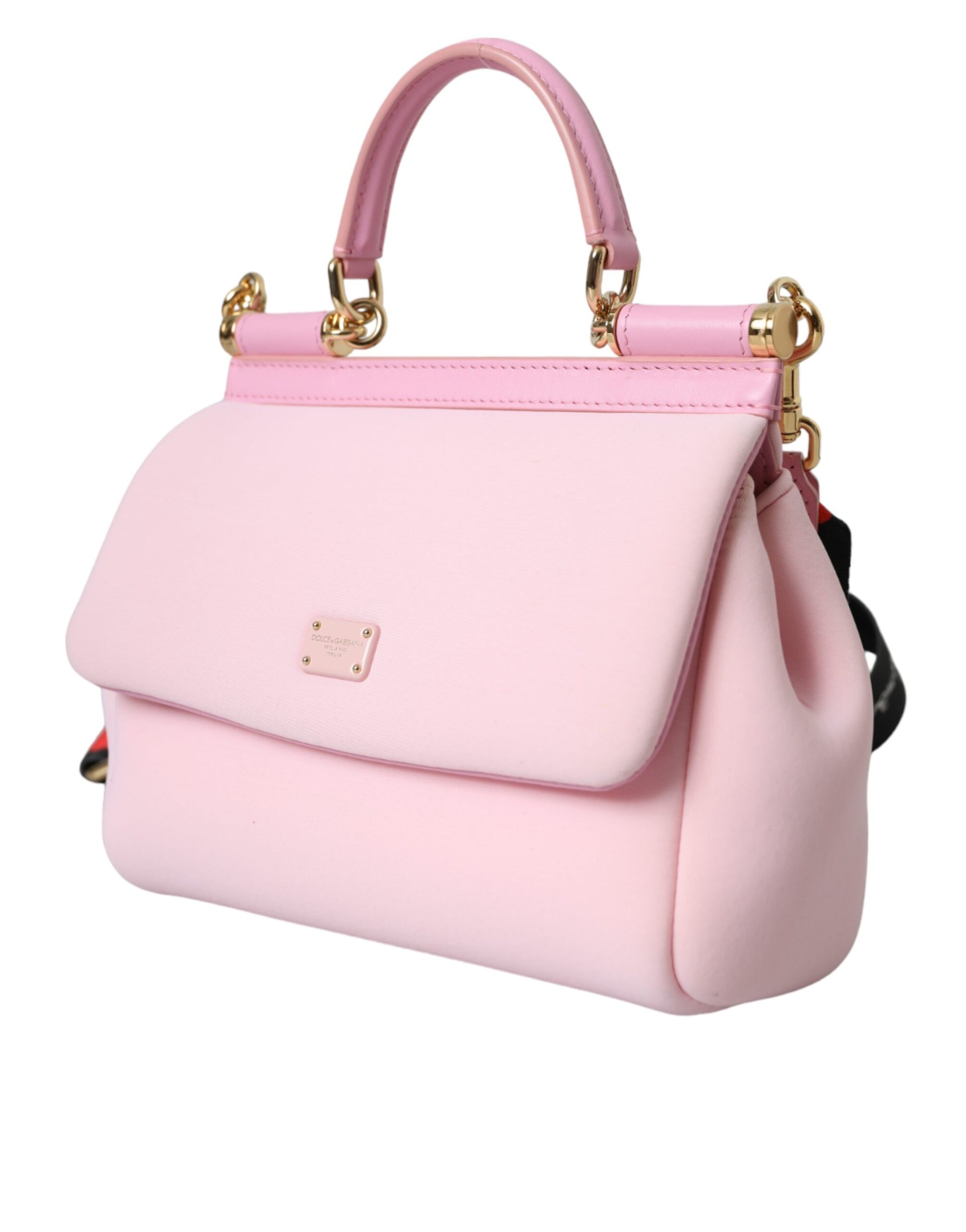 Pink SICILY Neoprene Top Handle Shoulder Satchel Bag