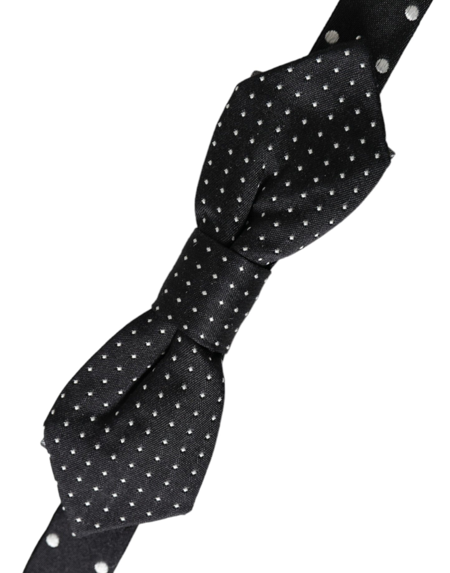 Black Silk Polka Dot Adjustable Neck Men Papillon Bow Tie