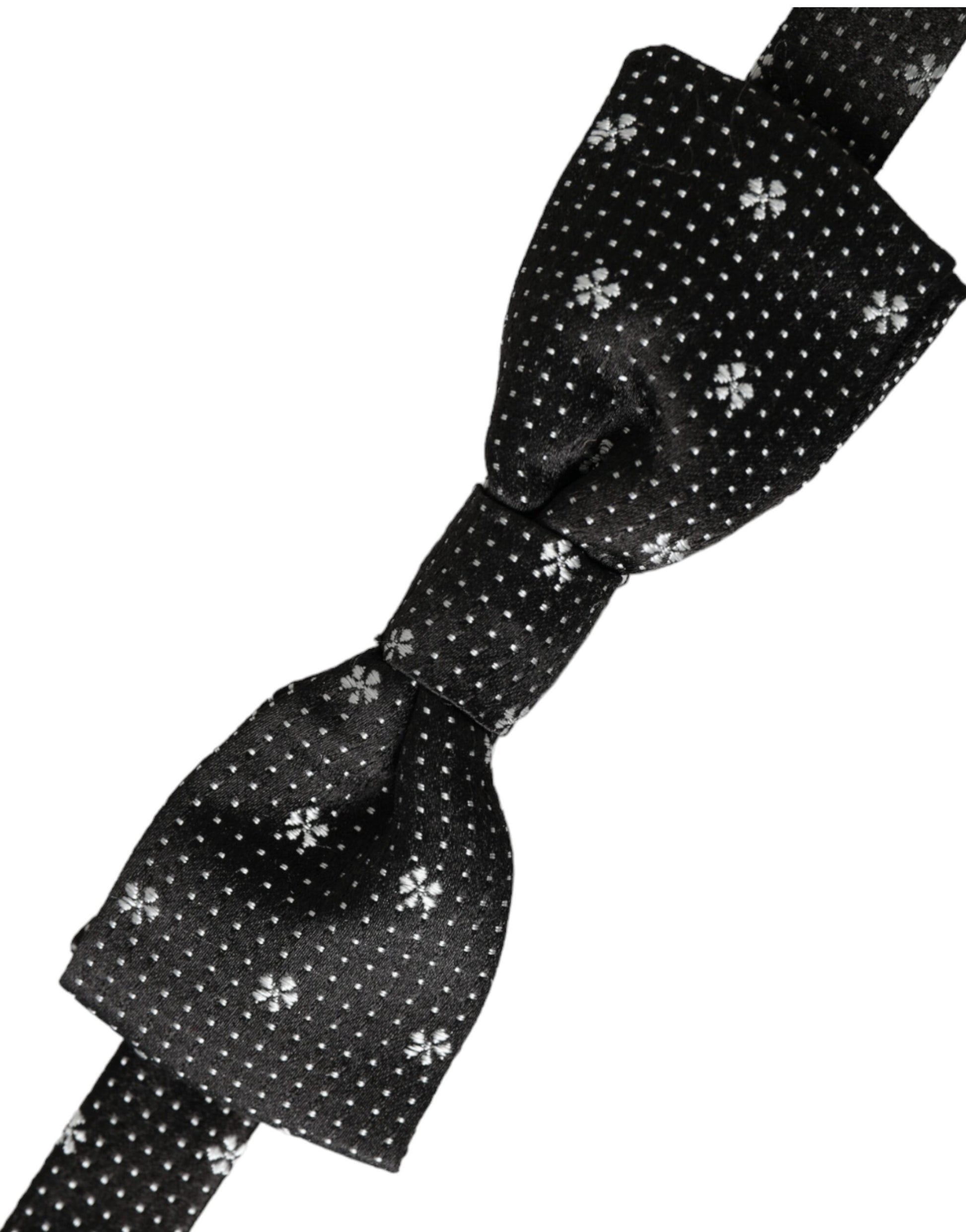 Black Silk Floral Adjustable Neck Men Papillon Bow Tie