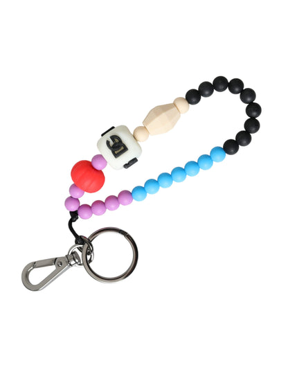 Multicolor Beaded DG Charm Accessory Keychain Keyring