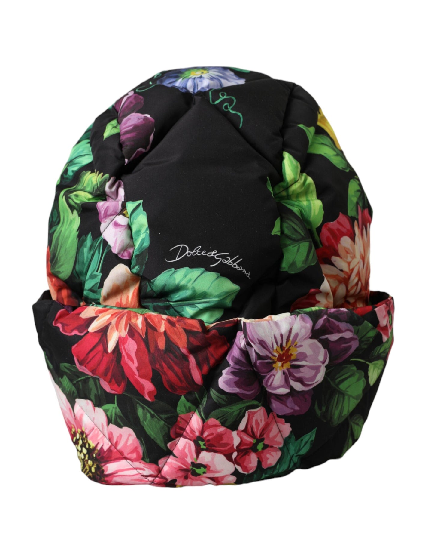 Black Floral Print Whole Head Wrap Hat