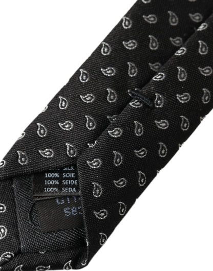 Black Jacquard Patterned Silk Adjustable Men Tie