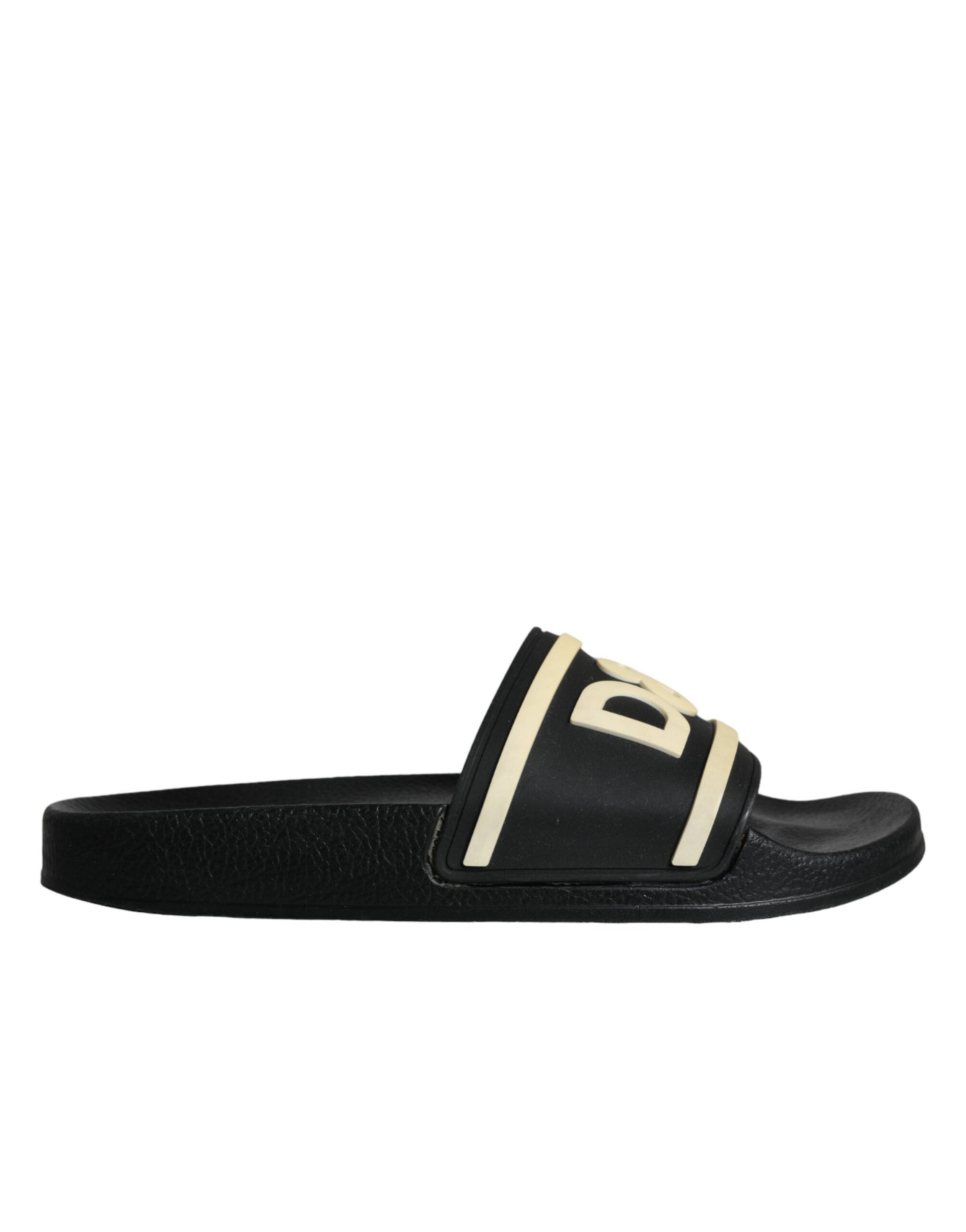 Black Rubber Sandals Slides Beachwear Shoes