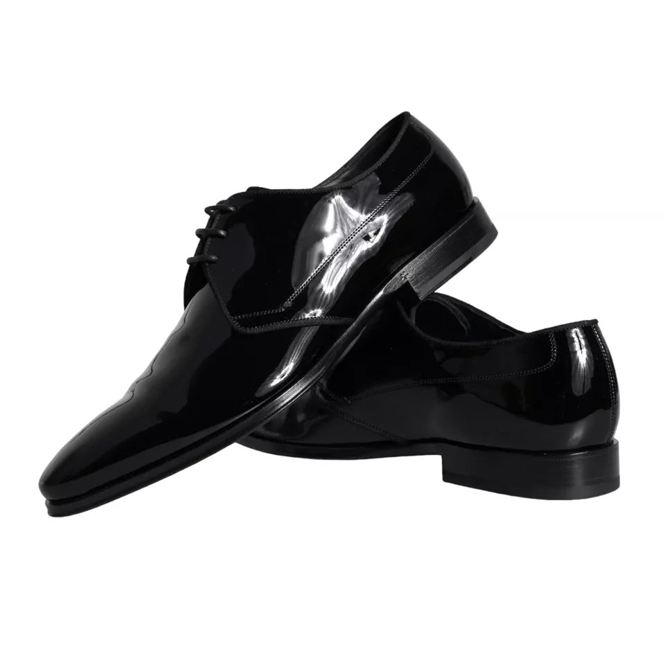 Black Calfskin Leather Derby Men Dress Shoes