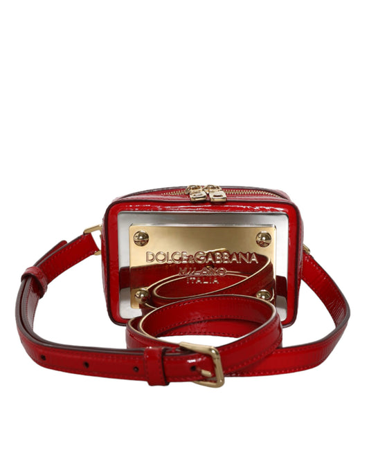 Red Leather Logo Plaque Waist Fanny Pack Women Bag