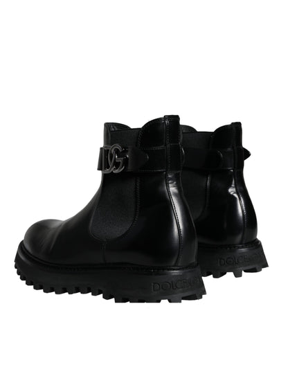 Black Belted DG Logo Men Chelsea Boots Shoes