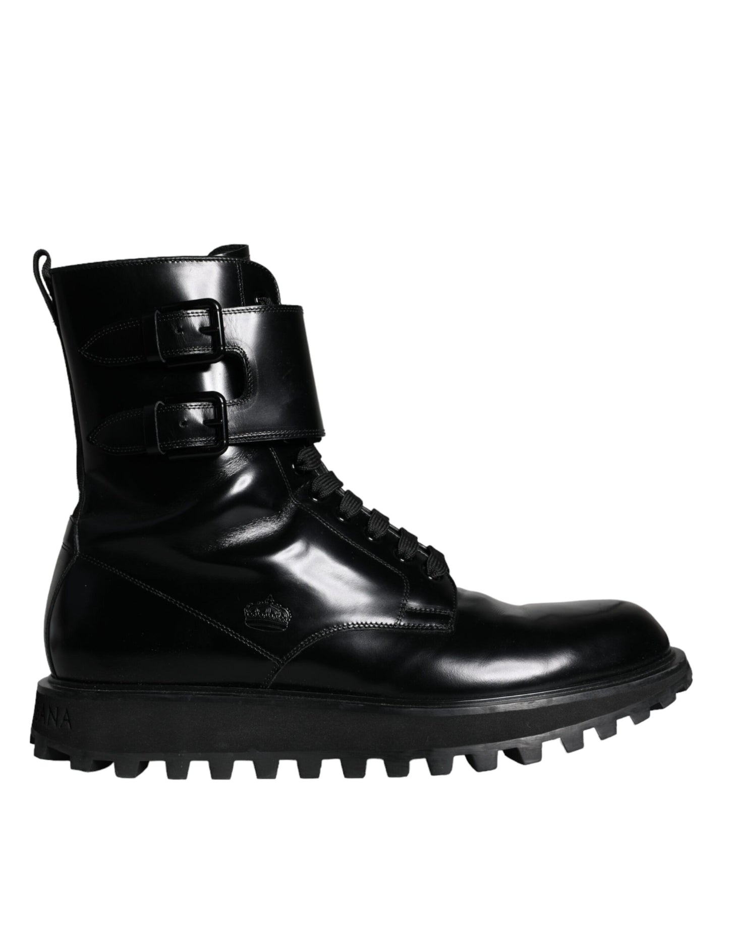 Black Leather Lace Up Men Mid Calf Boots Shoes