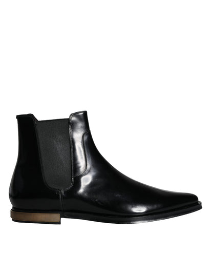 Black Leather Chelsea Ankle Boots Shoes