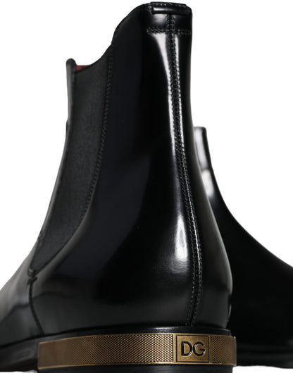 Black Leather Chelsea Ankle Boots Shoes