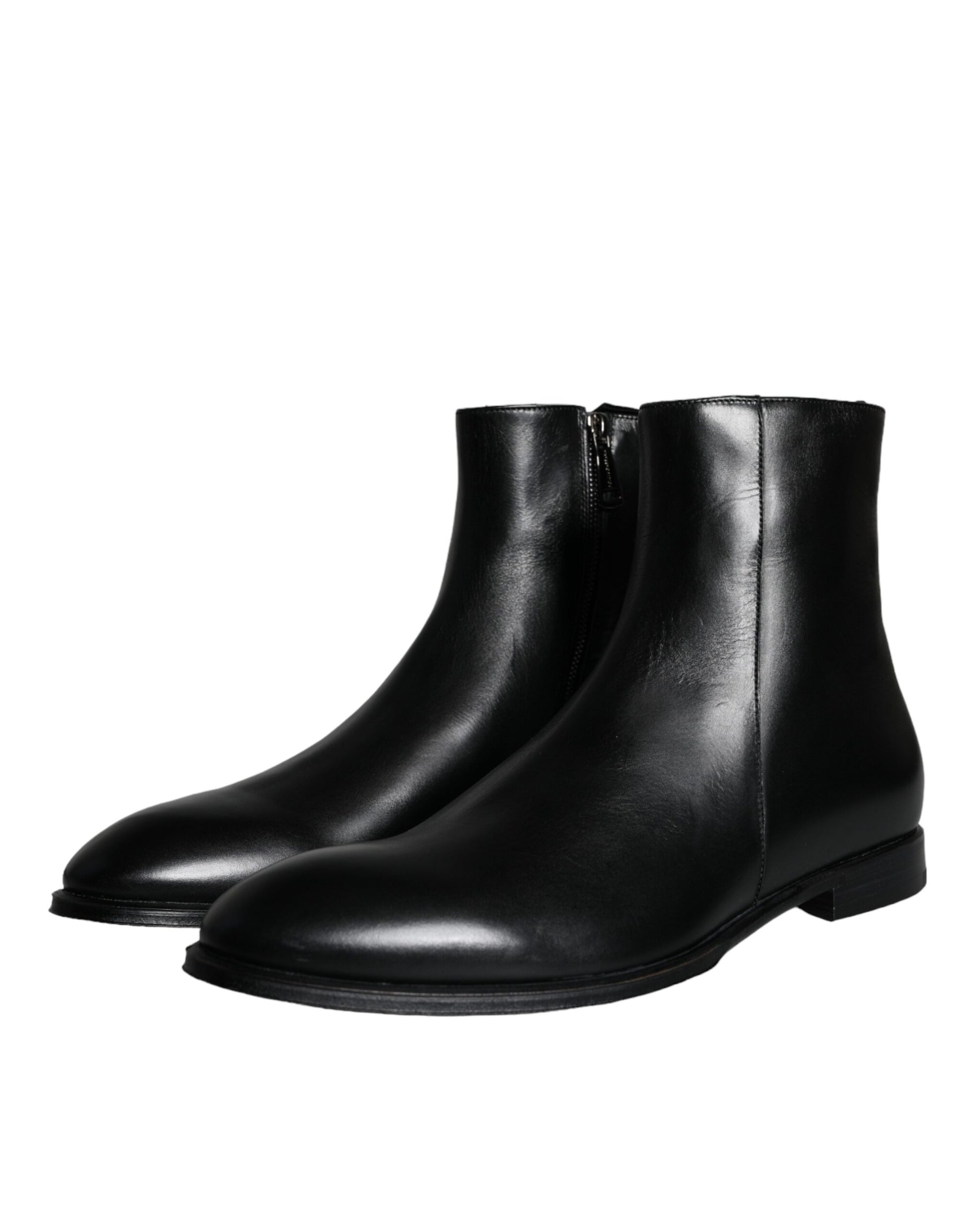 Black Calf Leather Men Ankle Boots Shoes