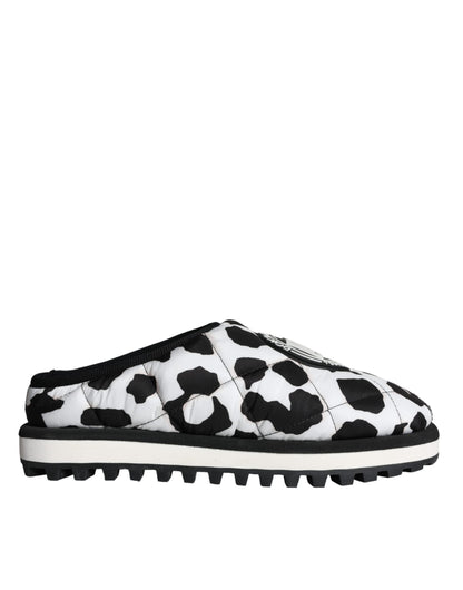 Black White Quilted Logo Sandals Slides Shoes