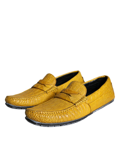 Yellow Leather Slip Mocassin Loafers Shoes