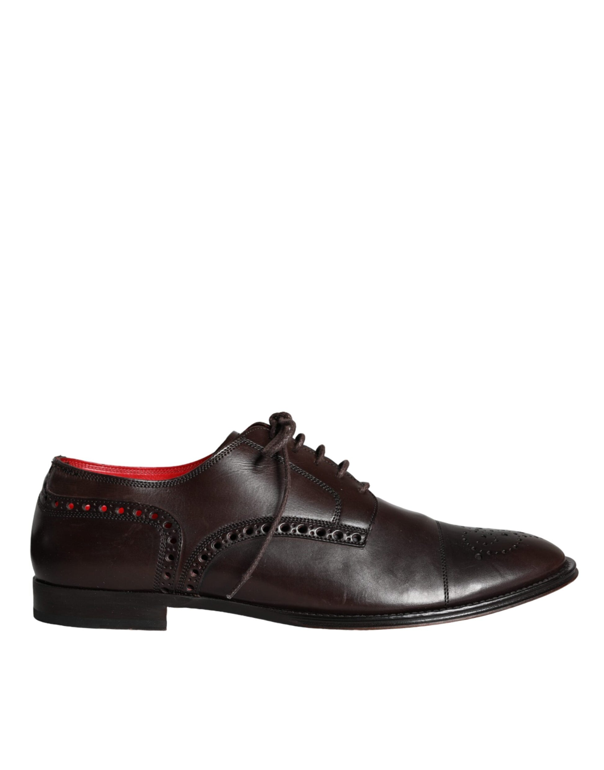 Brown Calfskin Leather Lace Up Oxford Shoes