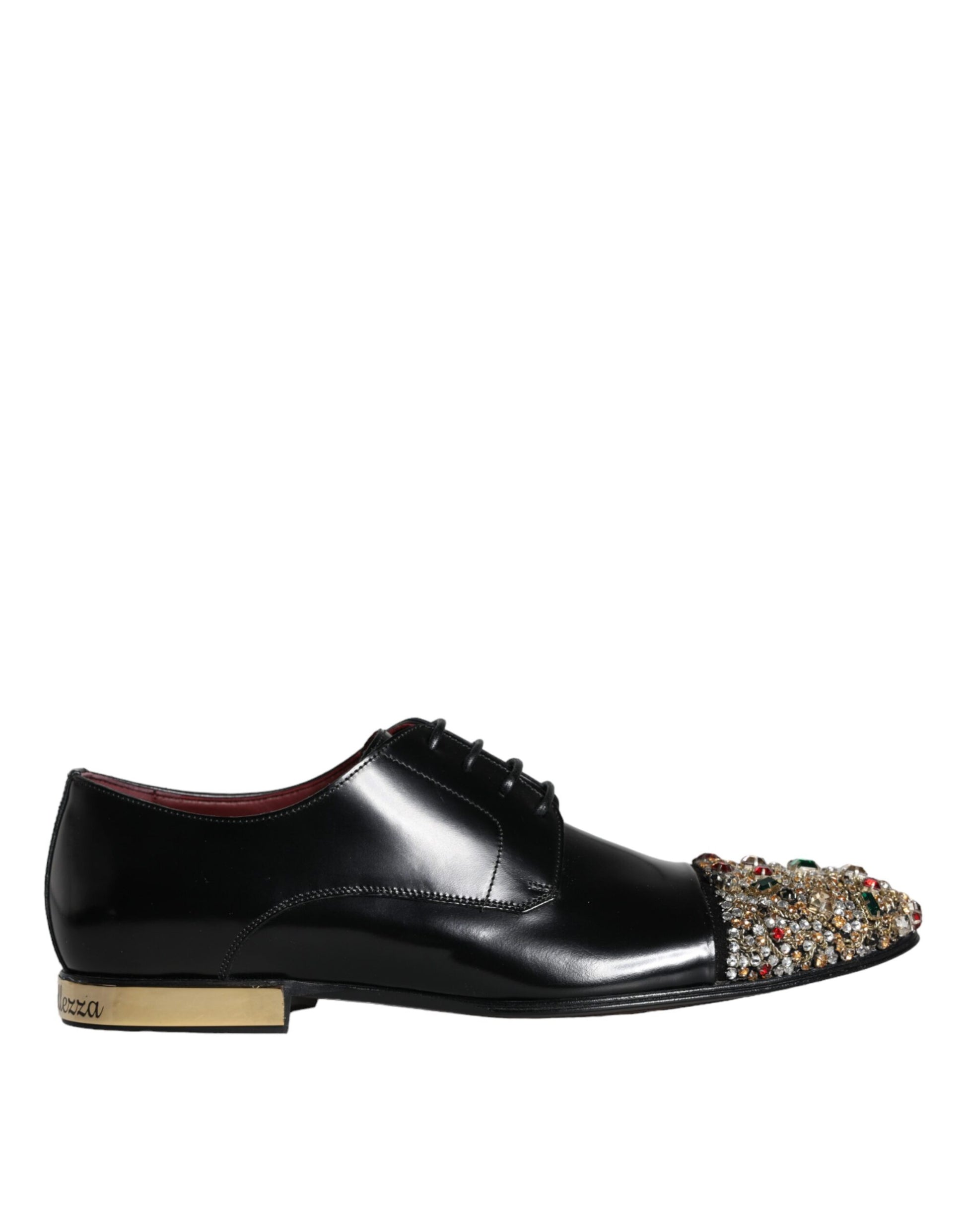 Black Leather RUNWAY POSITANO Crystal Derby Men Shoes