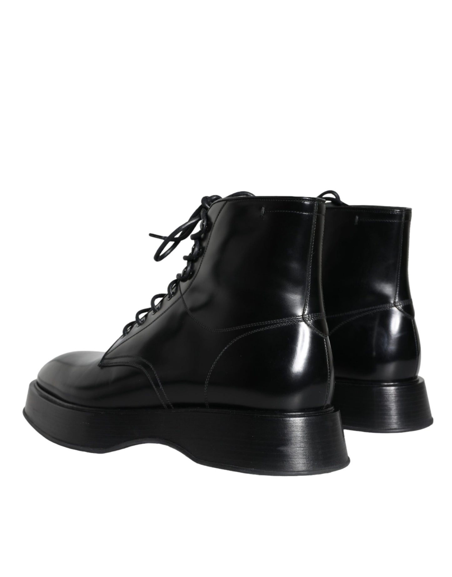 Black Leather Lace Up Ankle Boots Men Shoes