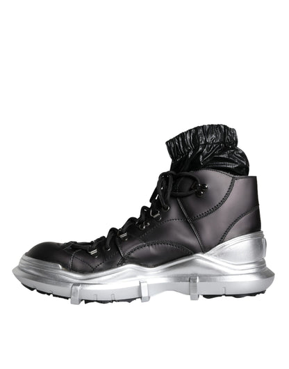 Black Nylon Galileo High Top Sneakers Shoes