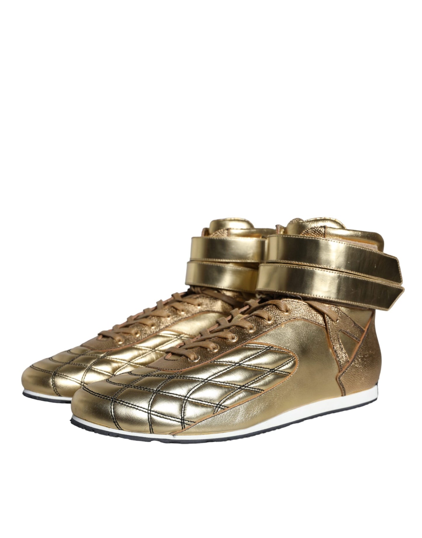 Gold Leather Sartoria High Top Sneakers Shoes