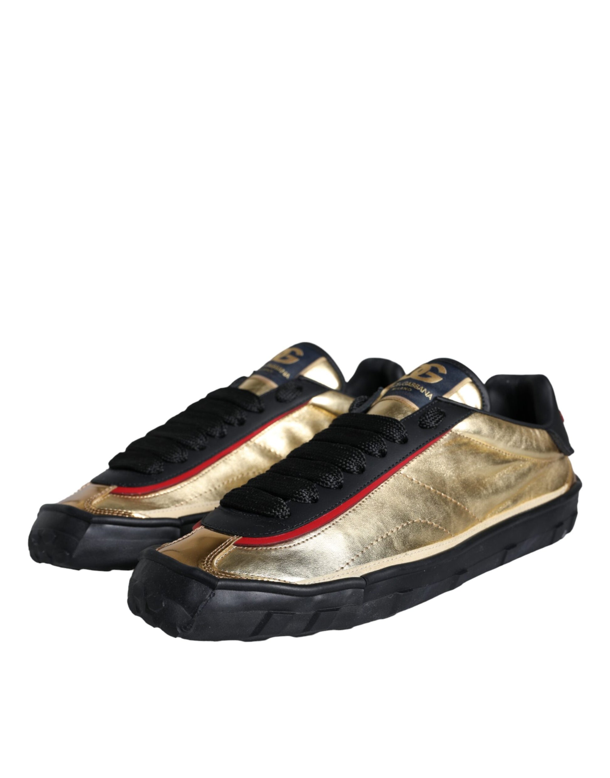 Black Gold Polyester Low Top Sneakers Shoes