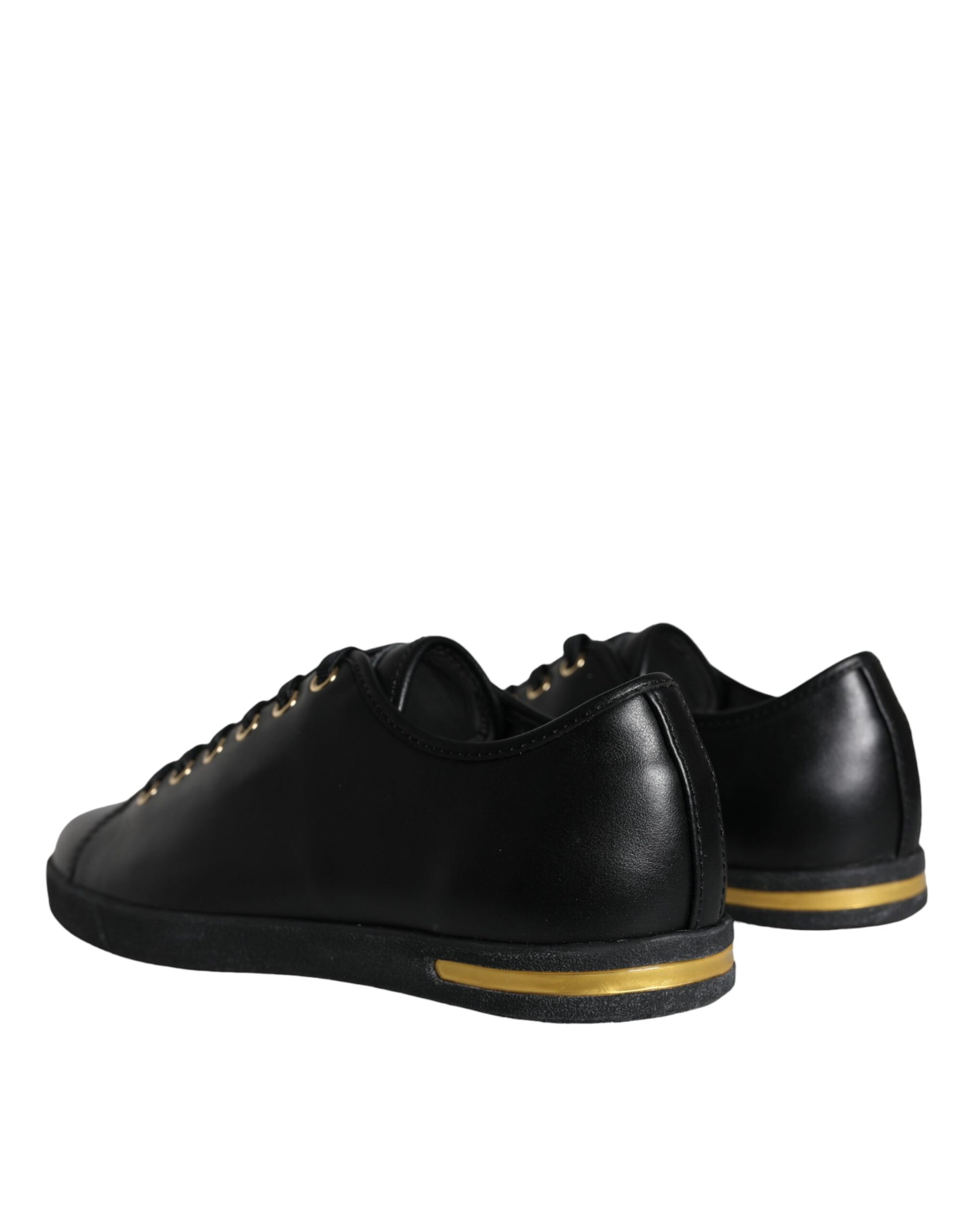 Black Gold Leather Classic Sneakers Shoes