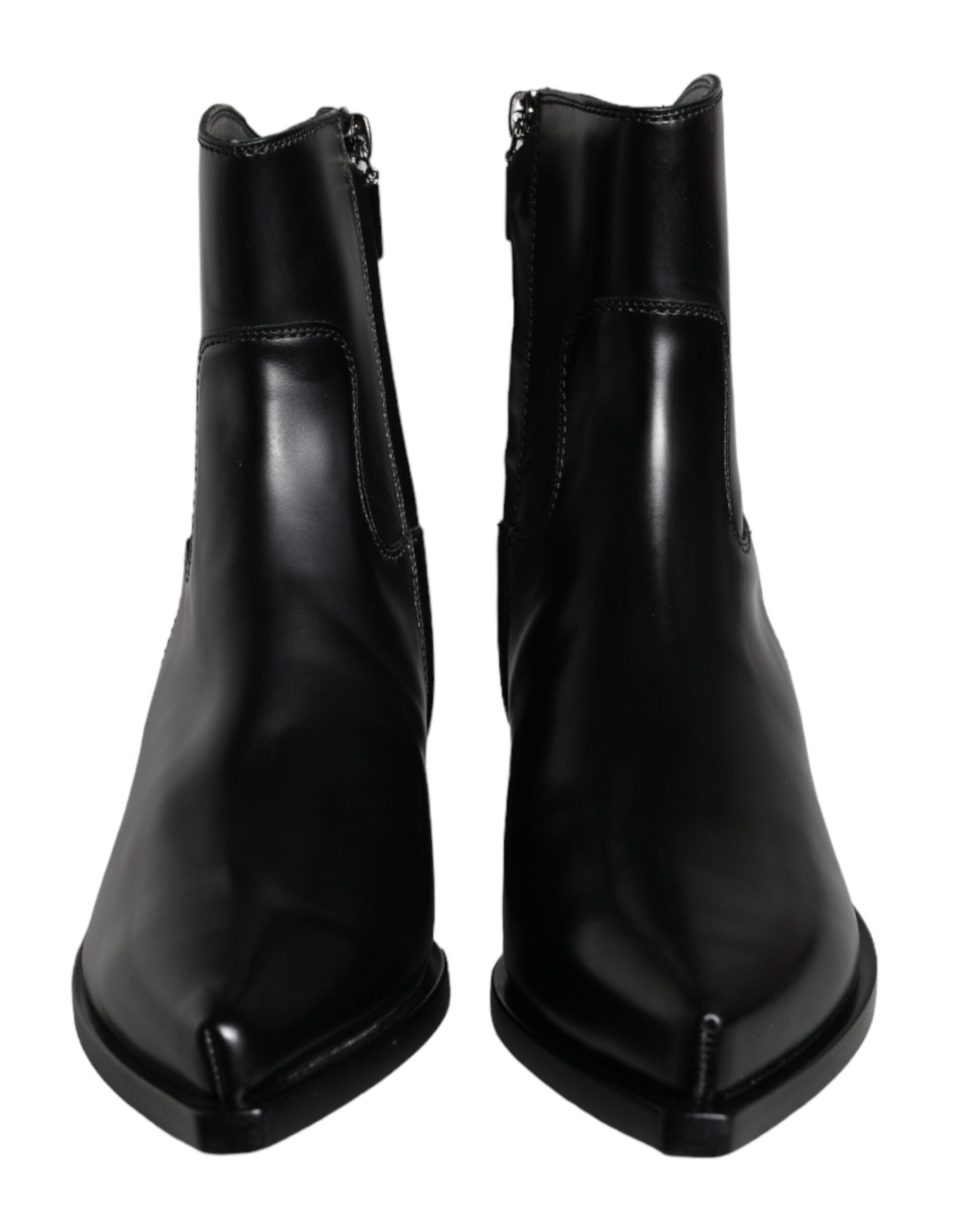 Black Leather Ankle Boots Booties Shoes