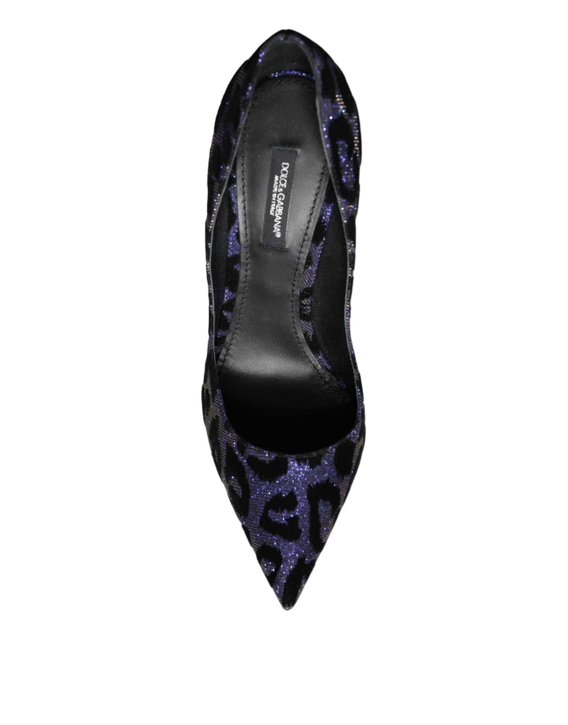 Dark Blue Leopard Lurex Heels Pumps Shoes